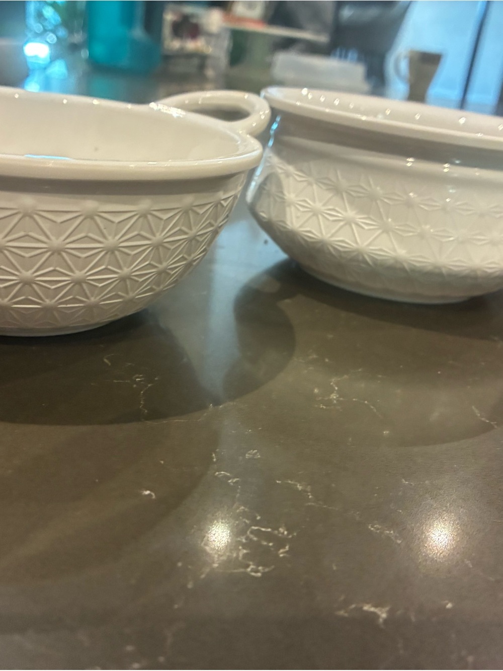 Textured White melamine  Serving Bowls - Set of 2